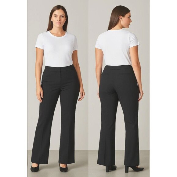 Chicos Womens So Slimming Black Trousers Mid-Rise Straight Fit Size 16P 3P - Picture 1 of 12